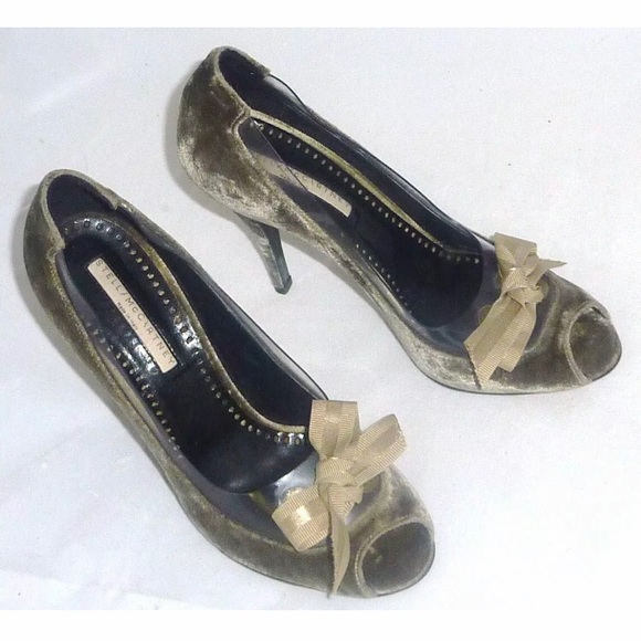 Stella McCartney Gray Pumps Peep Toe Italy 6.5 B - Picture 2 of 8